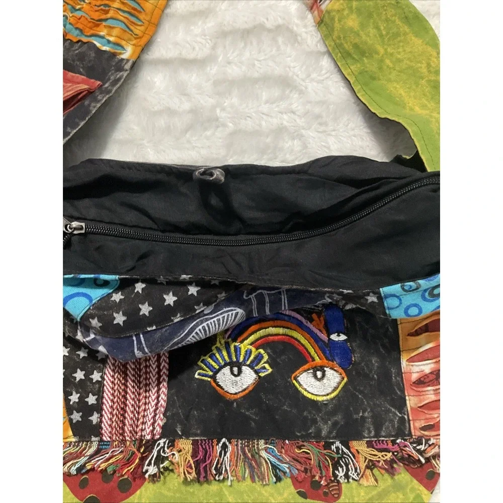 The Collection Royal Patchwork Boho Crossbody/Shoulder Bag Mushroom Hippie